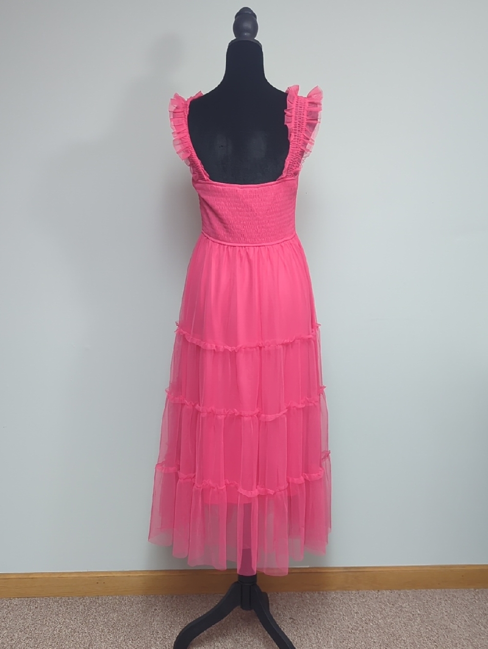 Pink Ruffled Tiered Midi Dress - Picture 4 of 8